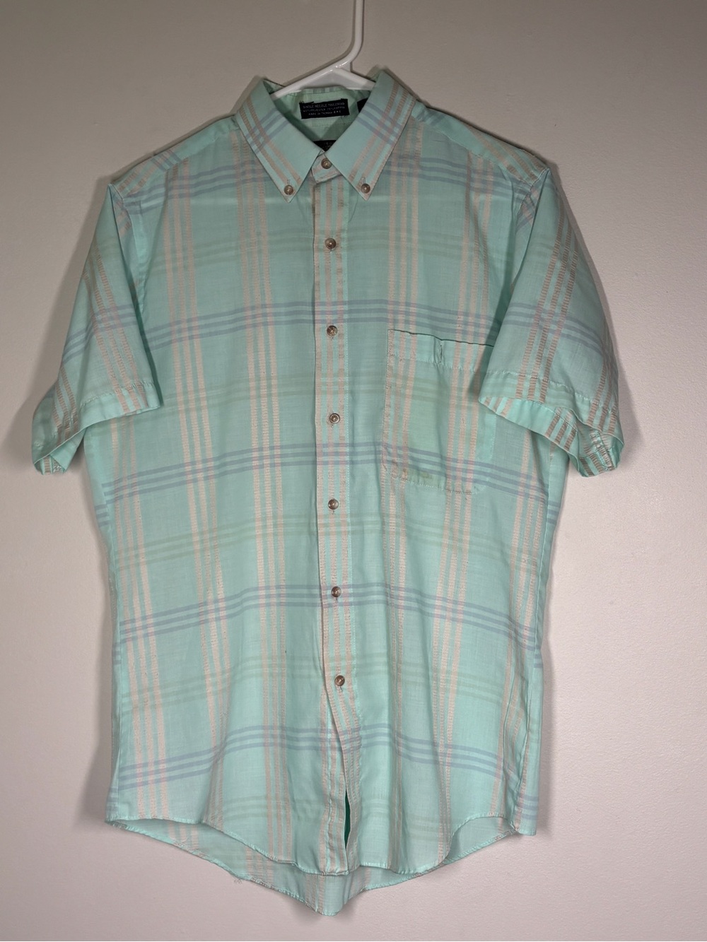 Vintage 70s/80s Knights Bridge Pastel Plaid Button Down - Medium